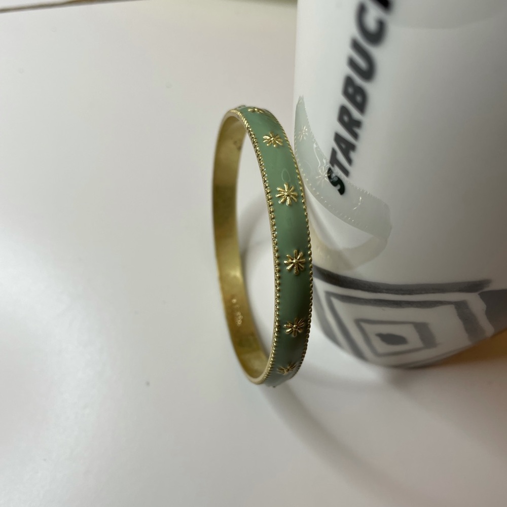 Lia Sophia green and gold bangle bracelet costume jewelry